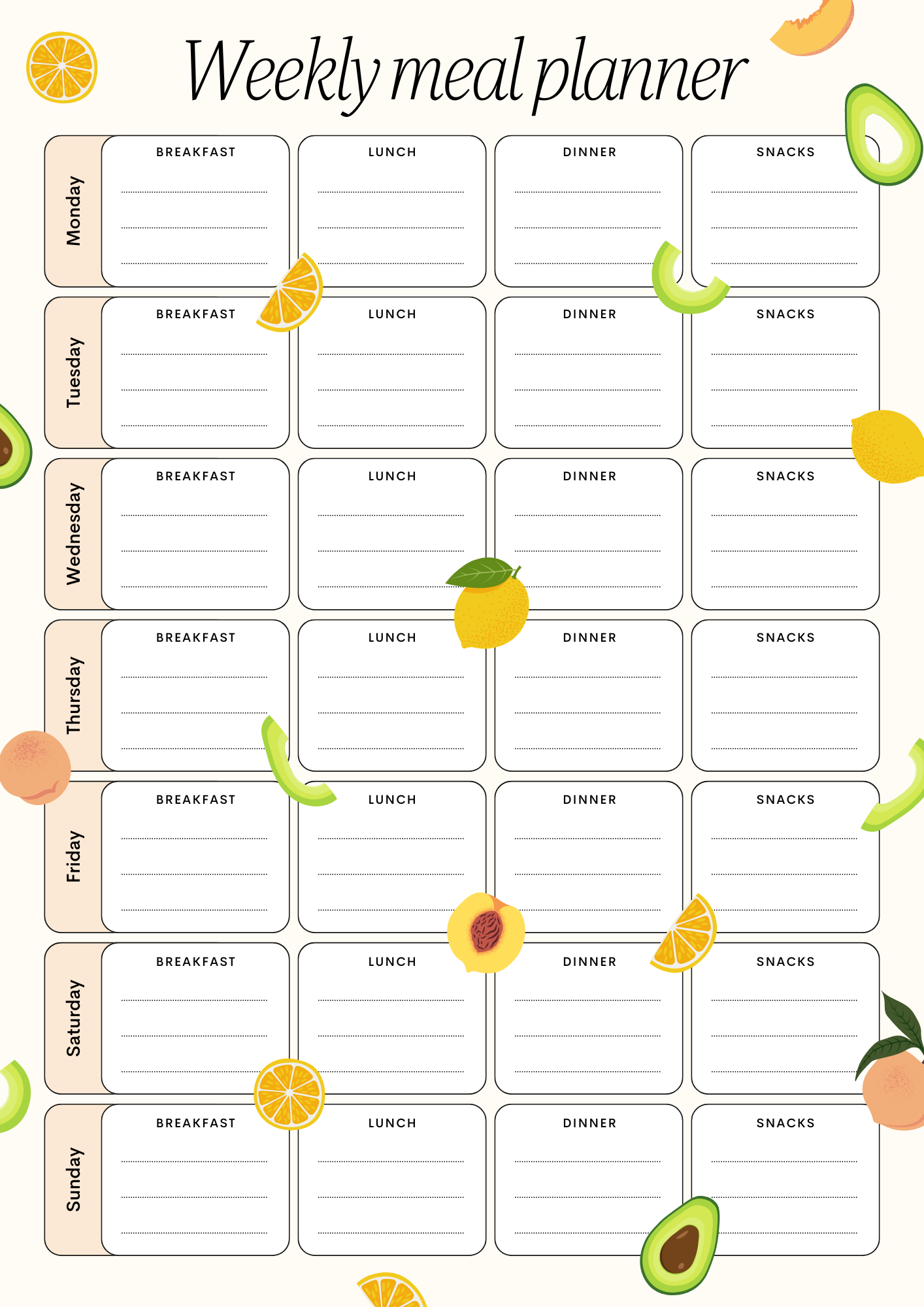 Weekly Meal Planner and Grocery List - Printable